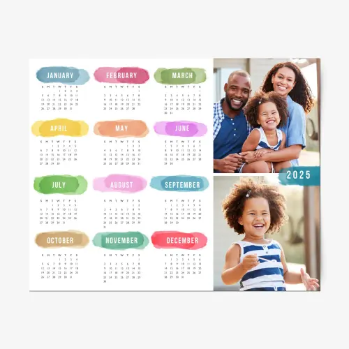 Watercolor photo magnet calendar