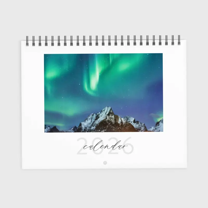 Classic photo calendar layout featuring space to showcase your own memorable pictures