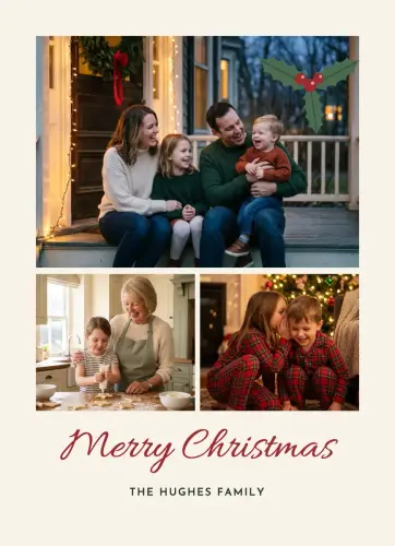 Holly Sprig Trio holiday card