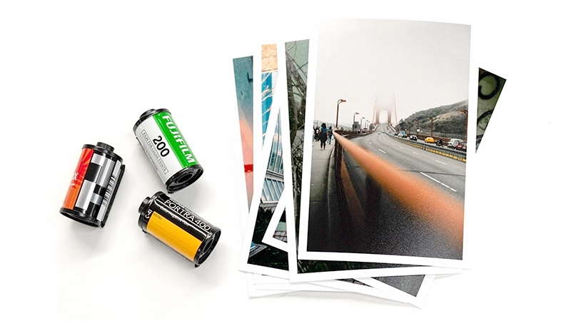 Hanging strips of C-41 color negatives