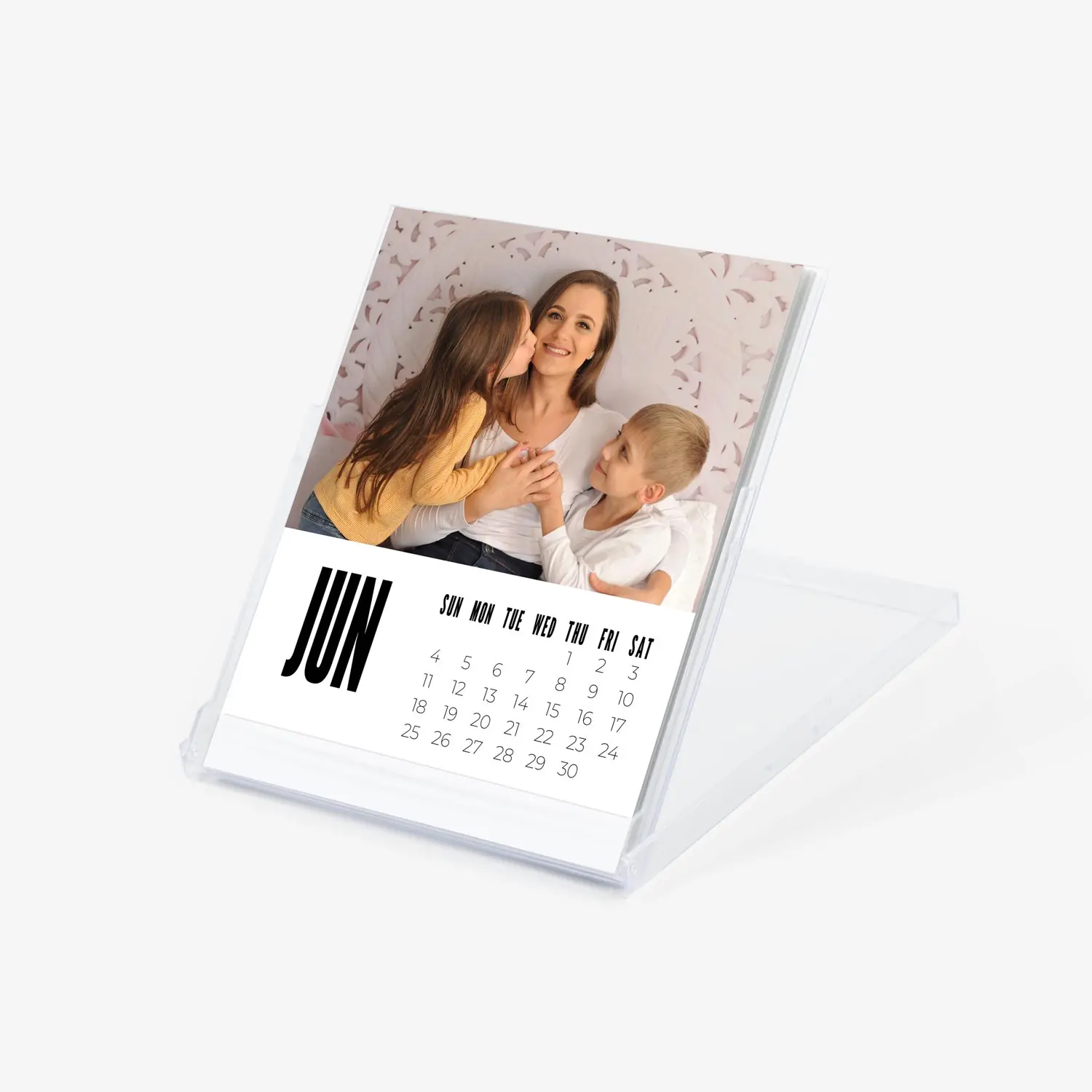 Monthly desk calendar with photos
