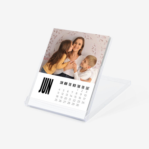 Monthly desk calendar with photos