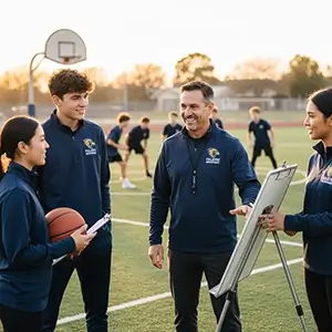 School coaching staff in embroidered team apparel