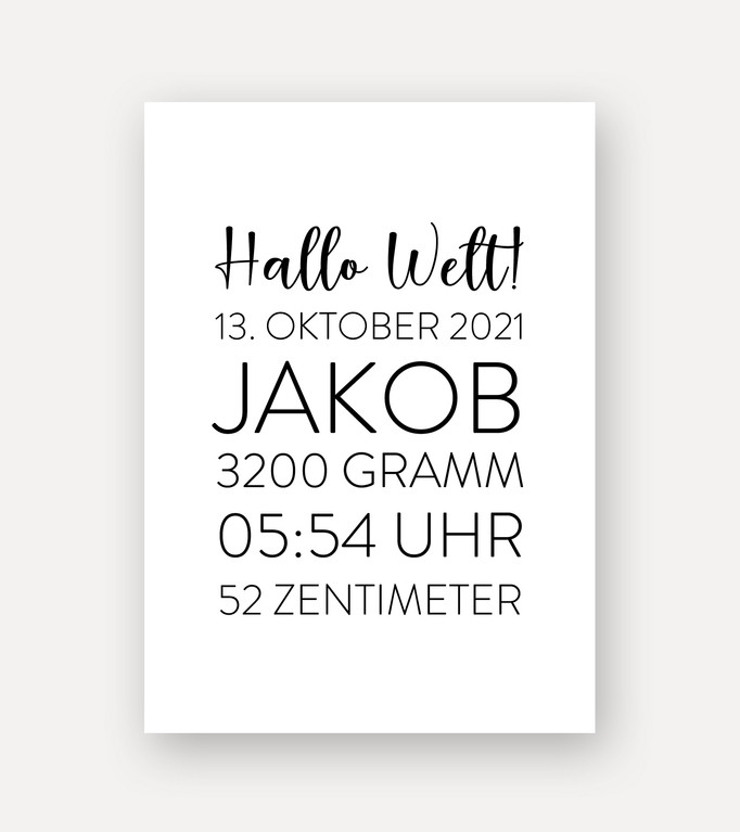 A2 Letterblock Geburtsposter