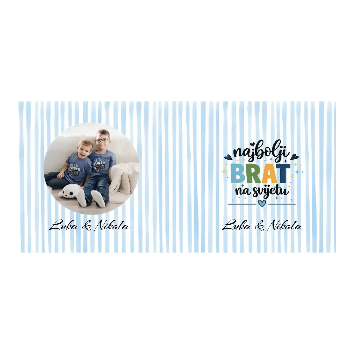 Šalica za najboljeg brata s fotografijom i imenima.