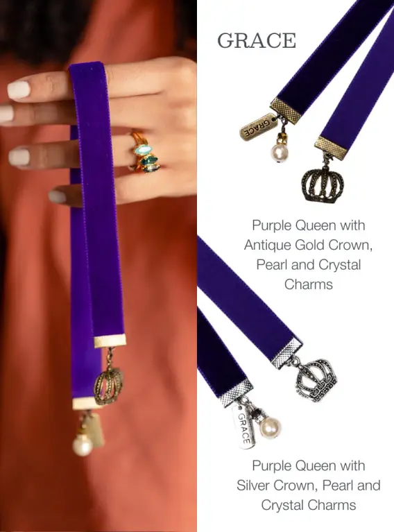 Dutch & Deckle Journal and Purple Queen Bookmark with Silver and Gold Crown, Pearl and Crystal Charm