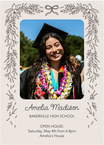 Botanical border graduation card