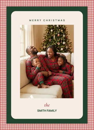Gingham Christmas holiday card