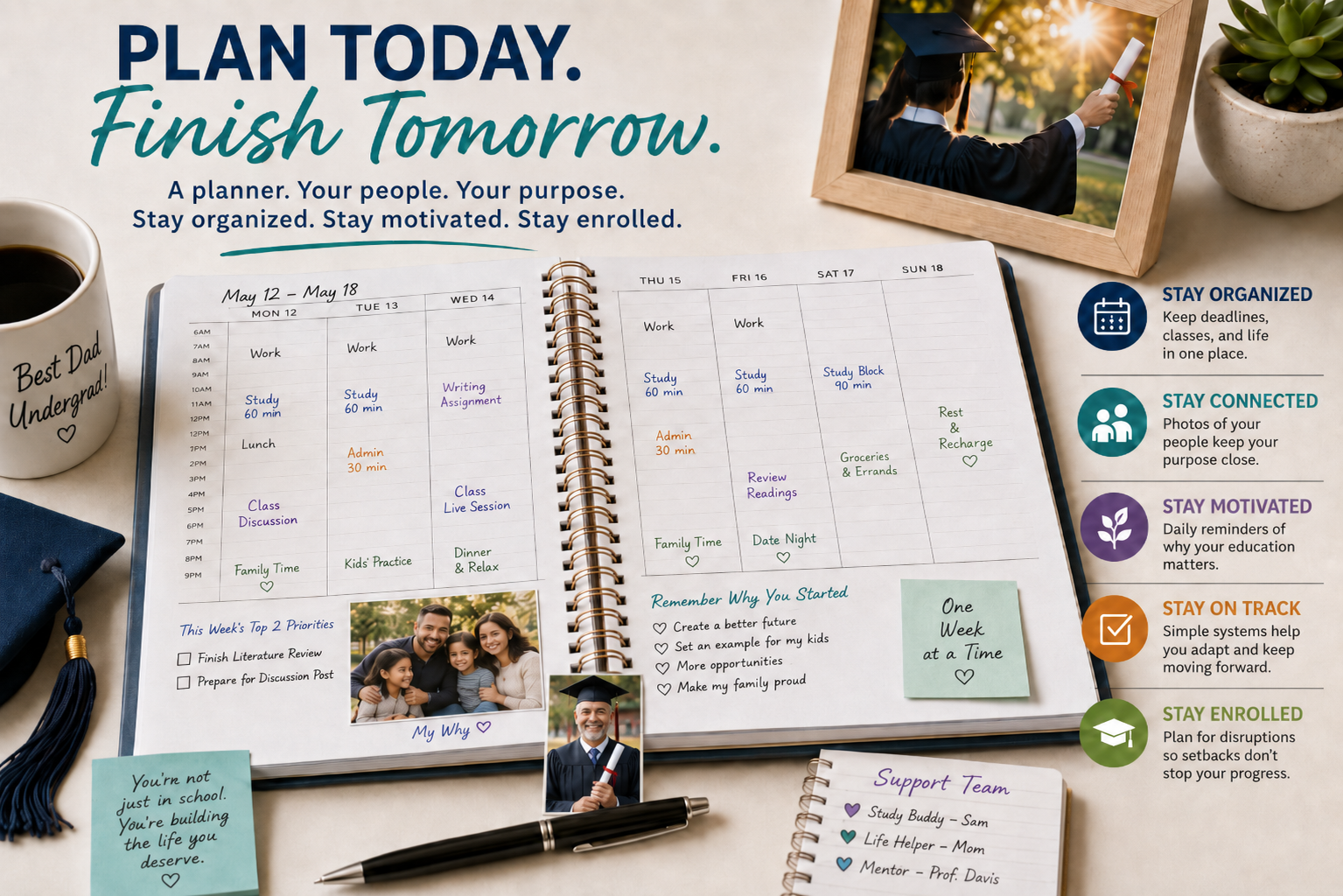 Learn to use a planner to improve your day.