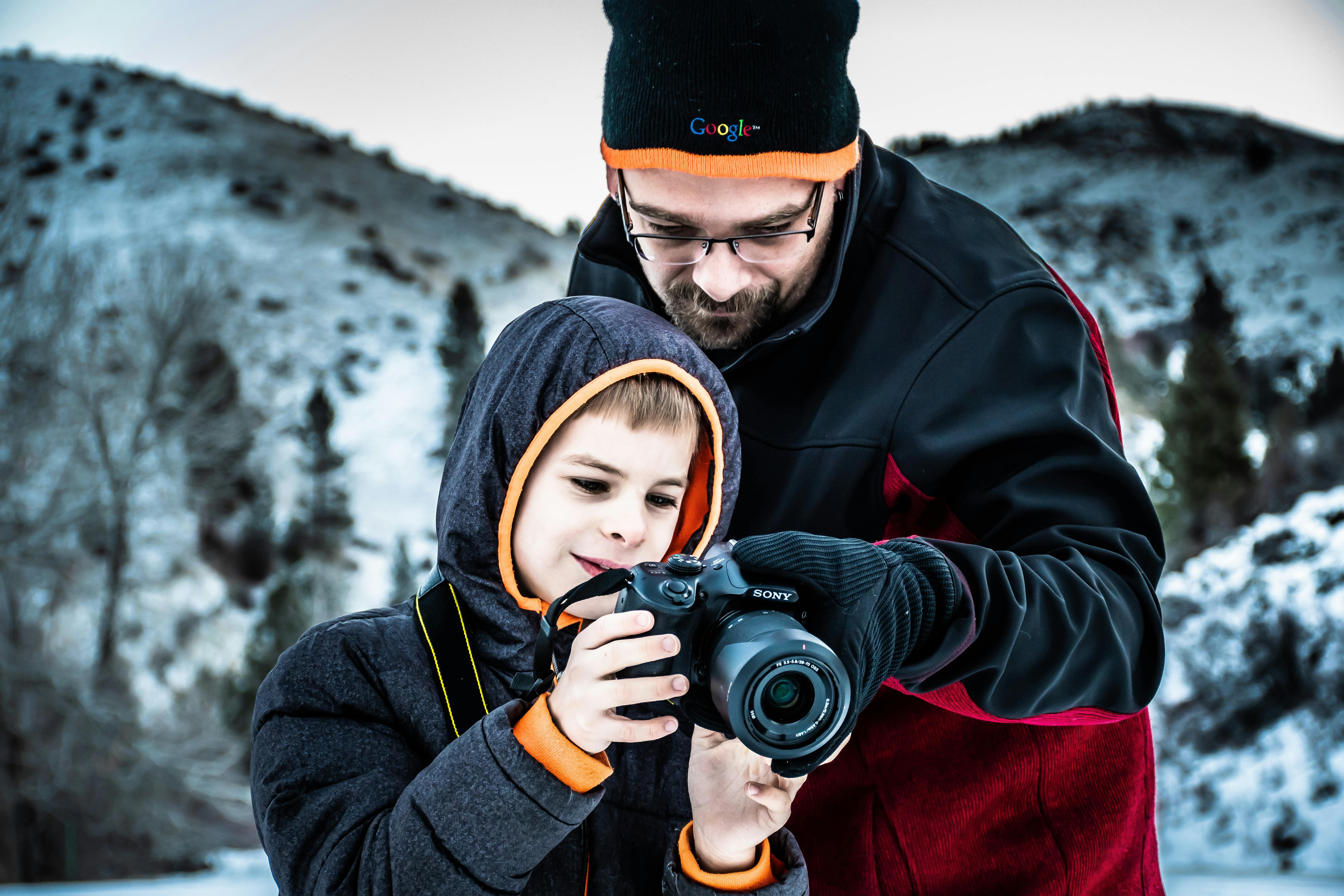 Father and Son with camera