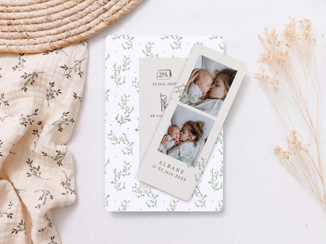 Faire-part de naissance rectangulaire avec coins arrondis