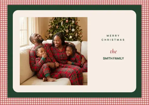 Gingham Christmas holiday card