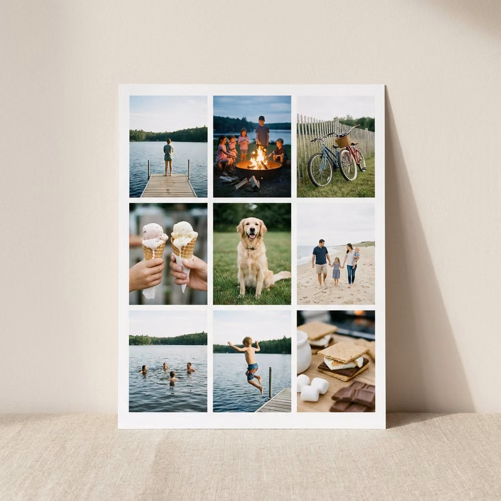 Collage poster of nine summer photos