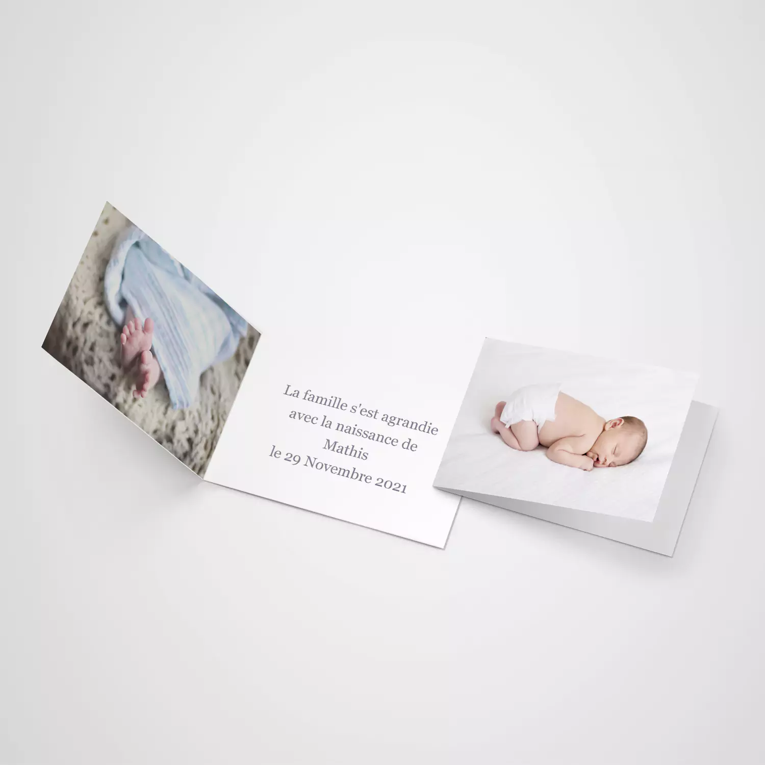 faire part de naissance personnalisé, format carte postal en véritable papier photo
