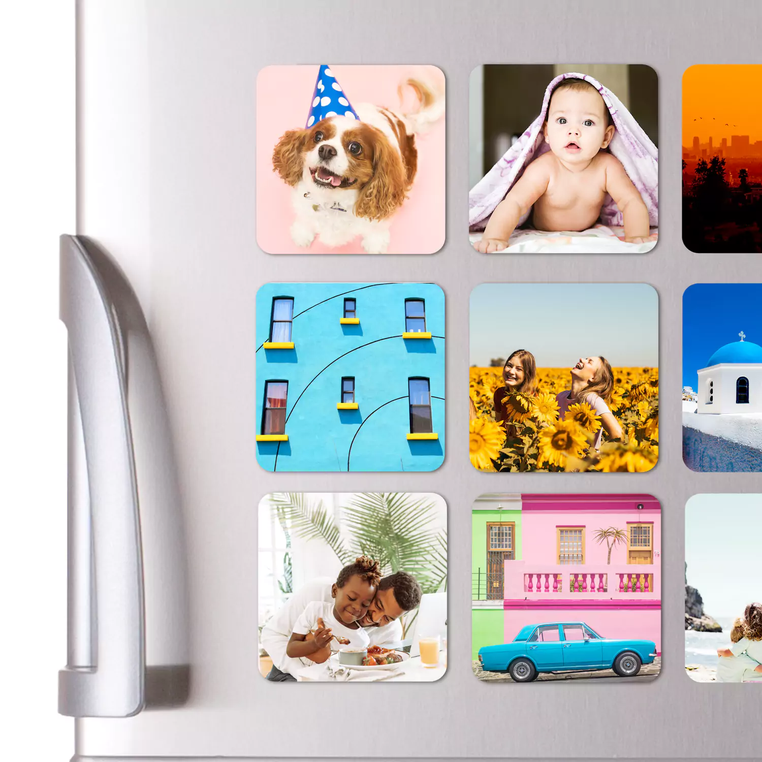 magnets photos personnalisés sur frigo