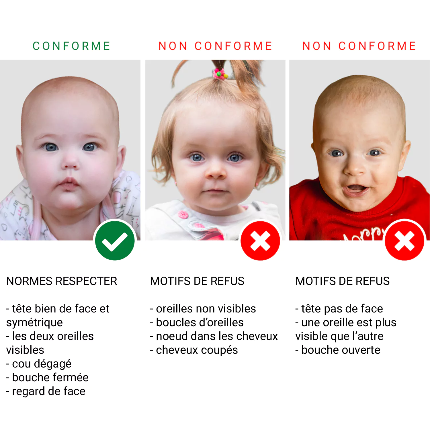 exemples de photos d identite bebe acceptee et refusee