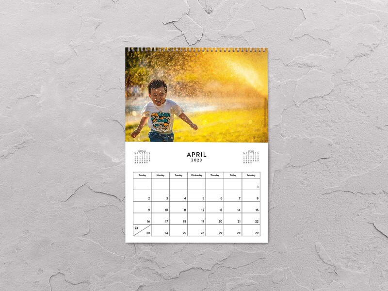 Custom calendar with photo of young child running