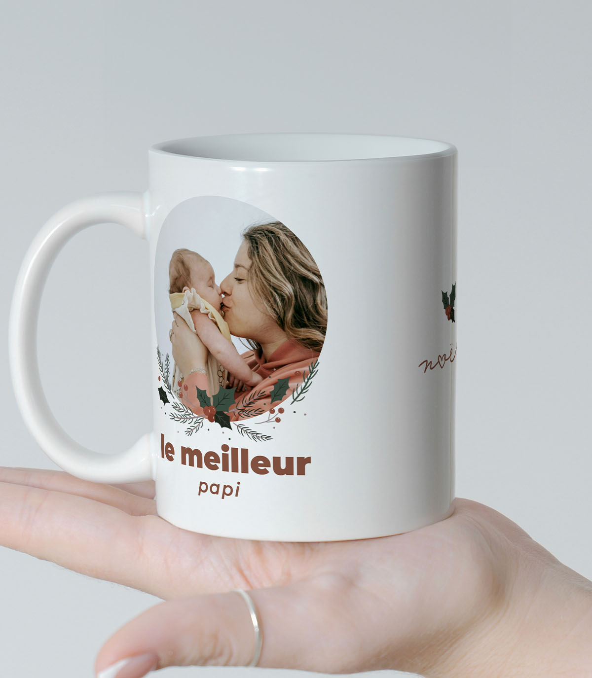 Tasse personnalisée avec photo : Cadeau idéal pour Noël. Mug en céramique avec une photo de famille et un message personnalisé